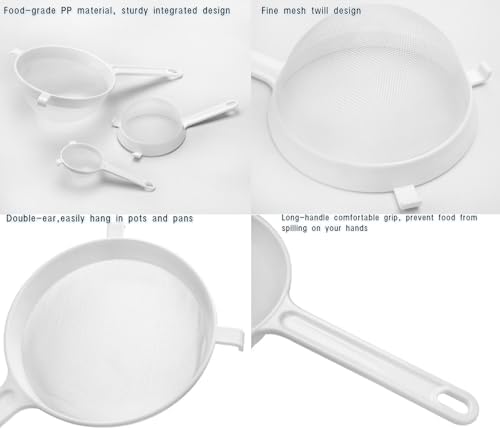 4Pcs Plastic Nylon Mesh Strainer and Silicone spatula Set for Kitchen Use