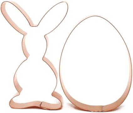Easter Cookie Cutter Pair Bunny Egg Solid Copper Heavy Duty Eco-Friendly