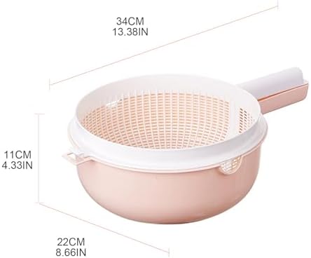 Double Layer Kitchen Strainer with Handle 2 in 1 Rice Wash Vegetable Colander