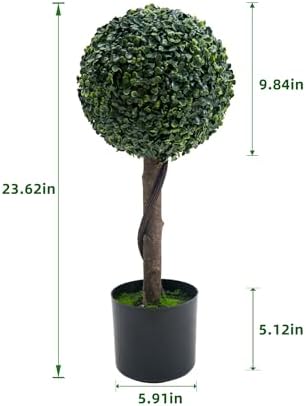 GarveeHome 2 Pack Milan Grass Ball Topiaries 24-Inch Outdoor Set