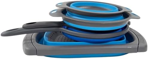 Space-Saving Collapsible Colander Set 2 Different Blues in Each Set