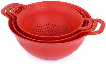 Mintra Home Plastic Colander Set - Easy Pasta Veggie Straining BPA-Free Reusable