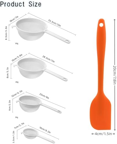 4Pcs Plastic Nylon Mesh Strainer and Silicone spatula Set for Kitchen Use