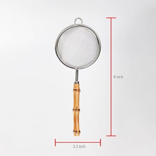 Fine Mesh Stainless Steel Tea Strainer with Bamboo Handle 33 Inch