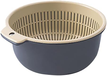 Efficient Cleanup-Ready Fruit Vegetable Wash Basket Double Layer Design Blue
