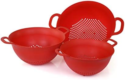 Mintra Home Plastic Colander Set - Easy Pasta Veggie Straining BPA-Free Reusable