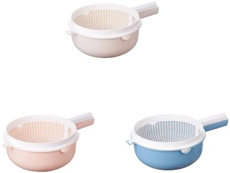 Double Layer Kitchen Strainer with Handle 2 in 1 Rice Wash Vegetable Colander