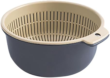 Efficient Cleanup-Ready Fruit Vegetable Wash Basket Double Layer Design Blue