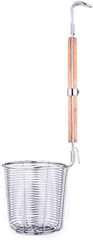 PremiumStainless Steel Strainer for Noodle Dumplings with Bamboo Handle Net Mesh Colander