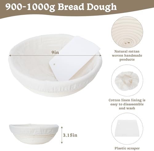 Nisorpa 4-Pack Sourdough Bread Proofing Baskets