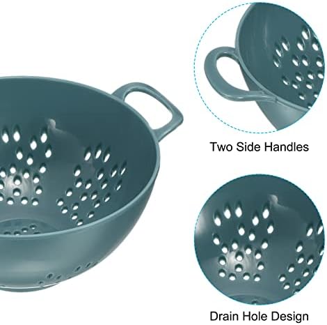 2-Piece Plastic Colander with Handle Light Blue