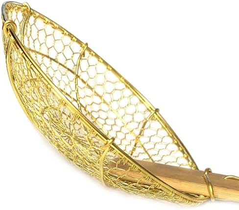 7 Round Brass Spider Strainer with Bamboo Handle