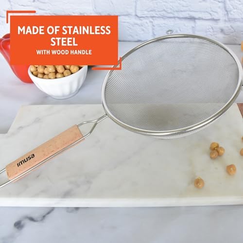 Wood Stainless Steel Strainer Handle 8-Inch