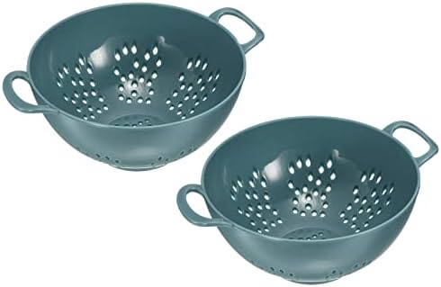 2-Piece Plastic Colander with Handle Light Blue
