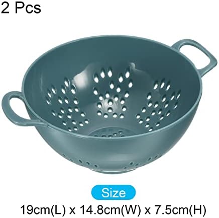 2-Piece Plastic Colander with Handle Light Blue