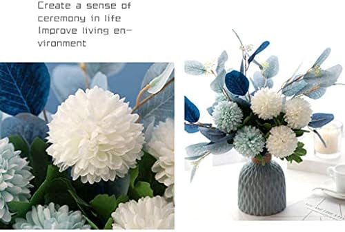 Artificial Silk Bouquet Fake Flowers Ceramic Vase with Eucalyptus Hydrangea Leaves