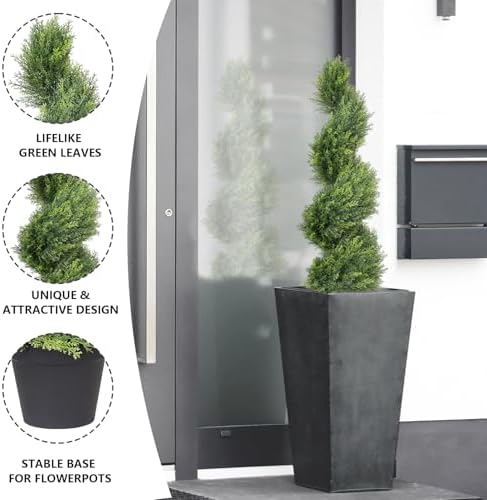 THE BLOOM TIMES 3ft Artificial Spiral Topiary Trees Set of 2