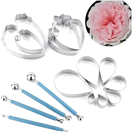 Zavaca 15 Pcs Floral Cookie Cutter Set Rose Peony Ball Shapes