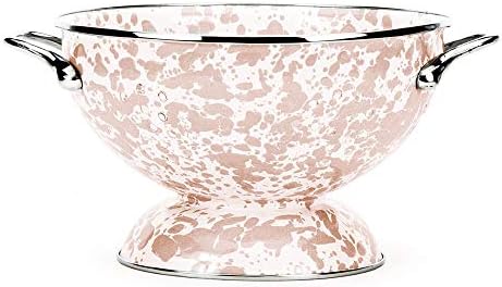 Golden Rabbit 3qt Enamelware Colander Taupe Swirl