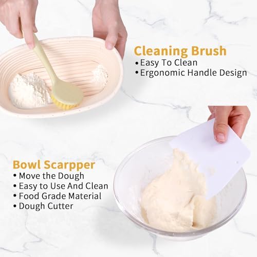 HOMEDISIAC Banneton Bread Proofing Basket Set for 2 10-Inch Oval