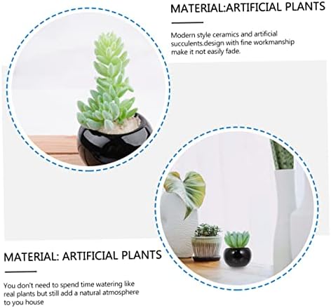 4 Mini Potted Faux Succulents for Home Office Decor