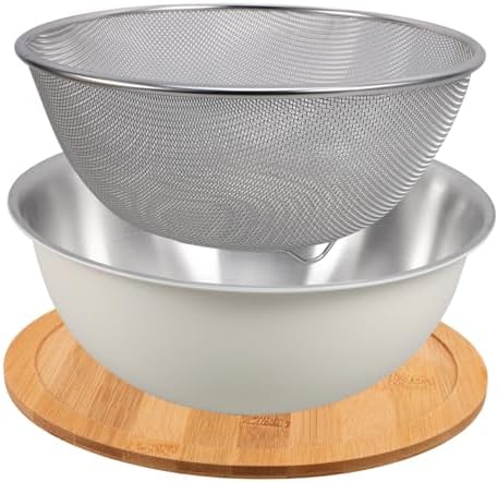 HOLIDYOYO 1 Set Stainless Steel Food Strainer with Bowl