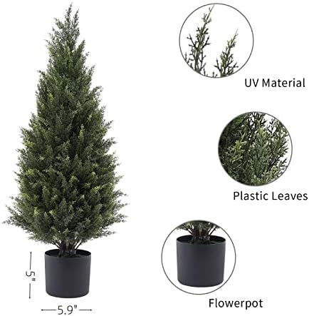 2 x 3ft Artificial Cedar Outdoor shrubs