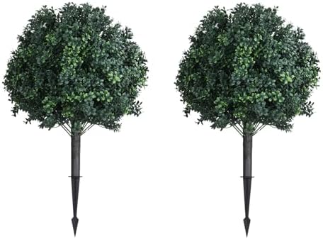 2-Piece IndoorOutdoor Boxwood Fake Topiary Set