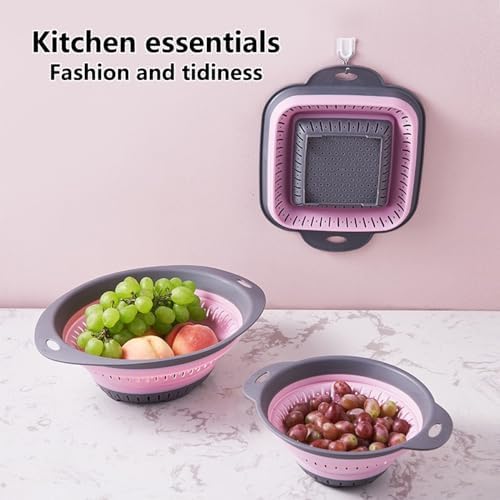 Collapsible silicone colander strainer set for kitchen essentials home use