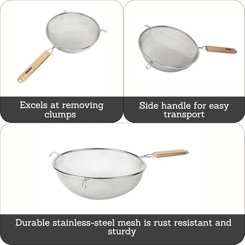 Wood Stainless Steel Strainer Handle 8-Inch