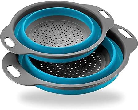 Collapsible Sky Blue Colander Strainer