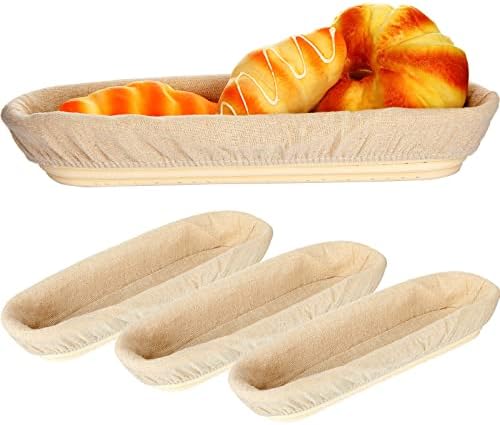 4-Piece 138-inch Oval Banneton Bread Proofing Basket with Liners