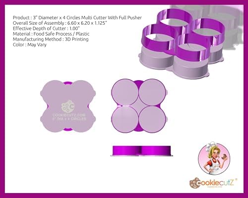 Versatile 3 Multi-Purpose Cookie Cutter with Full Pusher