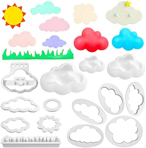 Grosun 3D Cloud Mold Set for Cake Creations