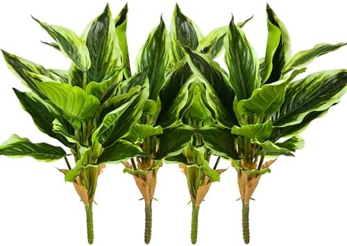 4-Piece Variegated Hosta Artificial Plant