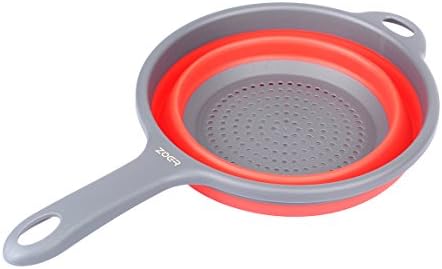 ZOER Kitchen Foldable Colander with Silicone Strainer Heat-Resistant Collapsible Kitchen Gadgets