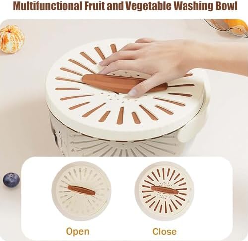 ZNSJilo 3 in 1 Fruit Vegetable Washing Bowl Brown