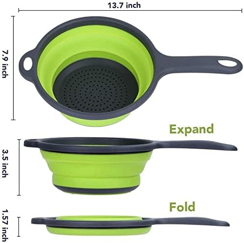 Vctitil Foldable Silicone Colander with Handle Durable Kitchen Tool Easy to Clean Use