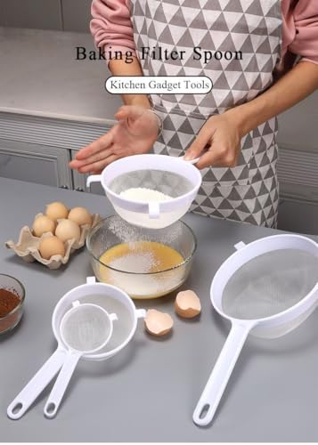 4Pcs Plastic Nylon Mesh Strainer and Silicone spatula Set for Kitchen Use