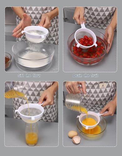 4Pcs Plastic Nylon Mesh Strainer and Silicone spatula Set for Kitchen Use