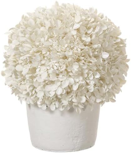 Warm Boxwood Ball-Shaped Topiary with Clay Pot - White