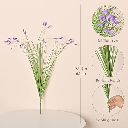 JIAAUANCGermany artificial plants 24 wheat grass greenery with purple flowers