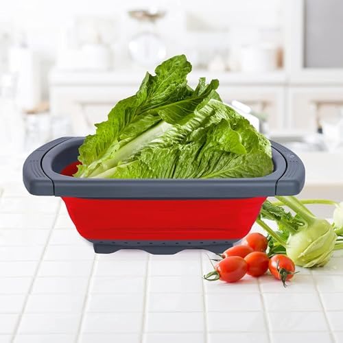 Hanoxe Collapsible Colander Strainer with Extendable Handles