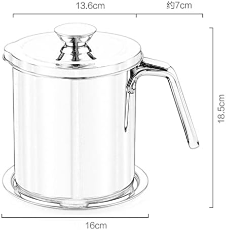Durable Stainless Steel Grease Container with Strainer for Cooking Oil 2L Silver