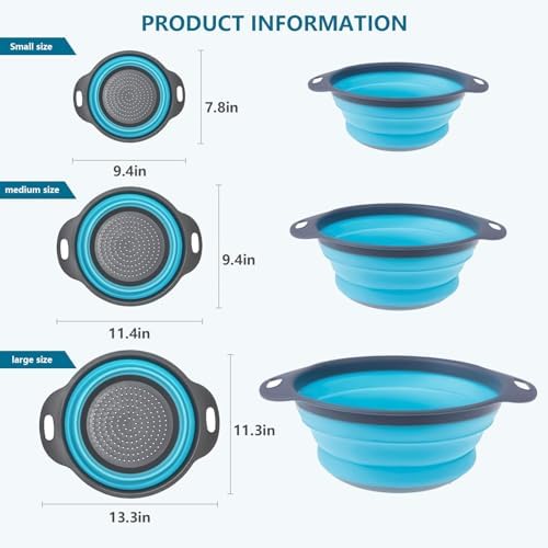 3-Piece Collapsible Silicone Colander Set