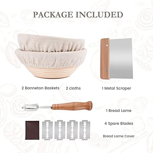 Perfect for Sourdough Bread Lovers Handmade Rattan Proofing Basket Set 85inch