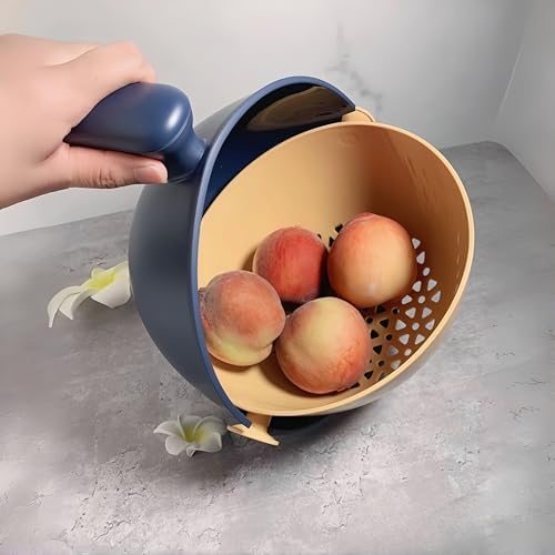 2 in 1 Kitchen Colander Strainer Navy Blue
