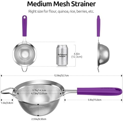 U-Taste Medium Fine Mesh Strainer with Silicone Handle