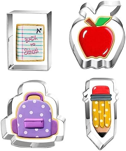 LUBTOSMN Back to School Cookie Cutter Set - 4 Pieces