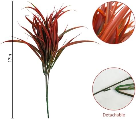 Uieke 28-Bundle Fake Grass Faux Plastic Outdoor Plants